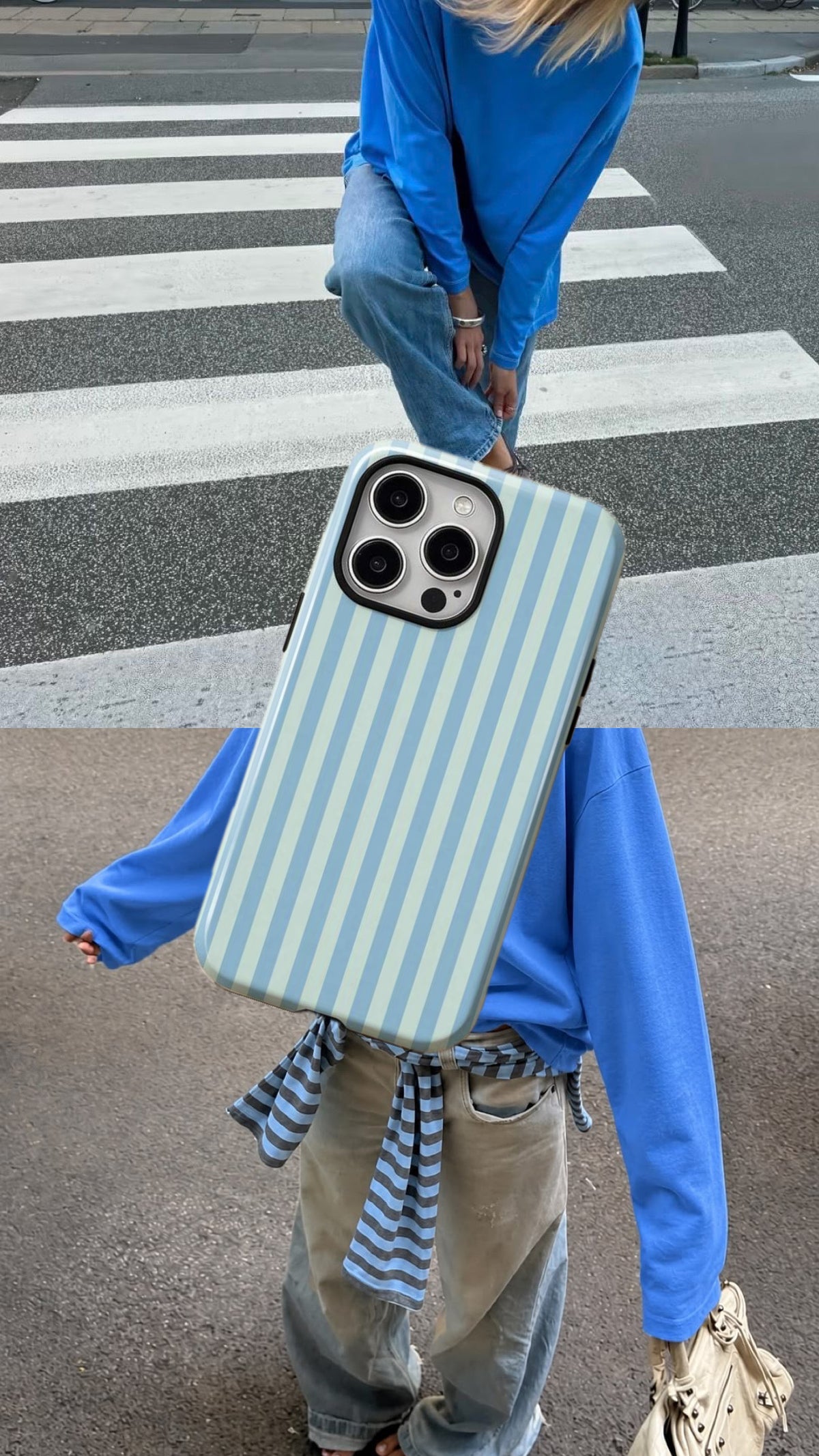 Case rayas celeste